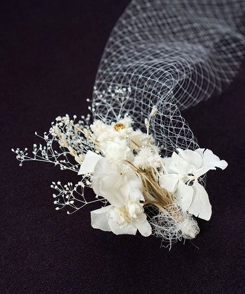 Palm wedding.hoshi ドライ×プリザーブドフラワー ネットヘッドドレス