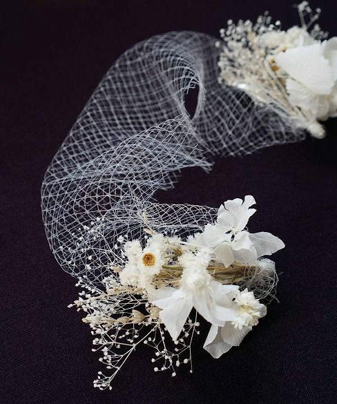 Palm wedding.hoshi ドライ×プリザーブドフラワー ネットヘッドドレス