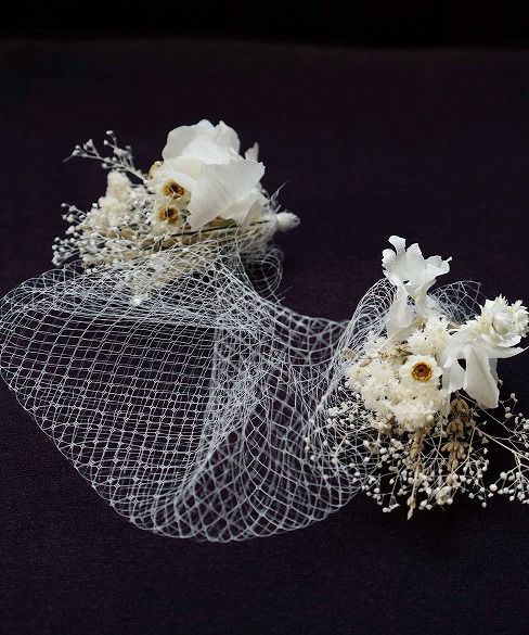 Palm wedding.hoshi ドライ×プリザーブドフラワー ネットヘッドドレス