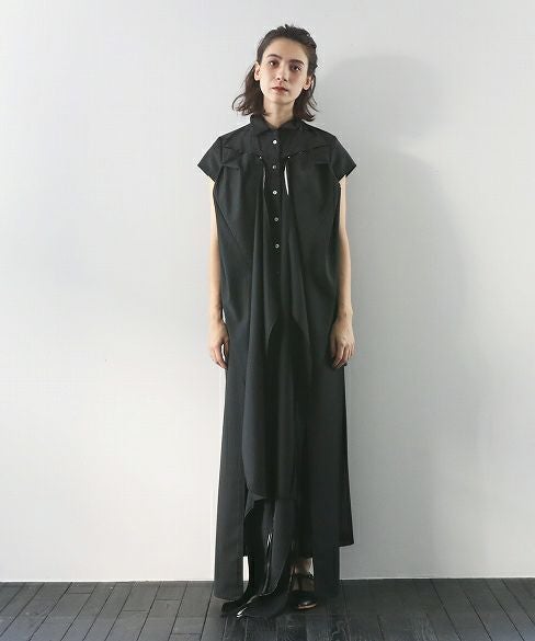 【美品】AKIKOAOKI オープンシャツドレス　ブラック AKIKOAOKI cacha-coeur shirts dress-01[NS-D04-01]