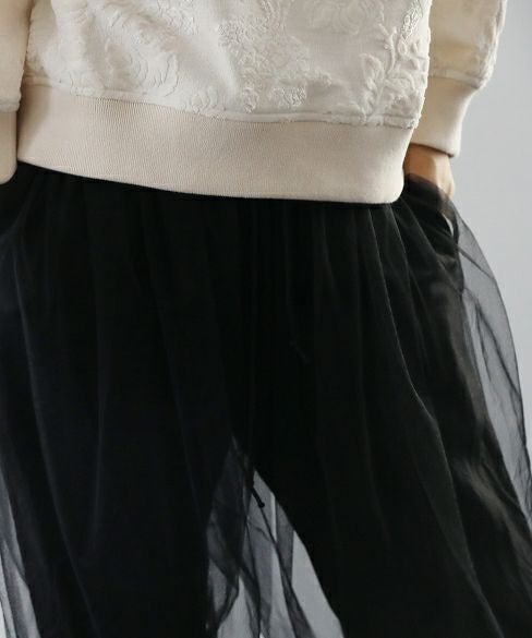 MIYAO ミヤオ tulle pants [MQ-P-06/黒×黒]