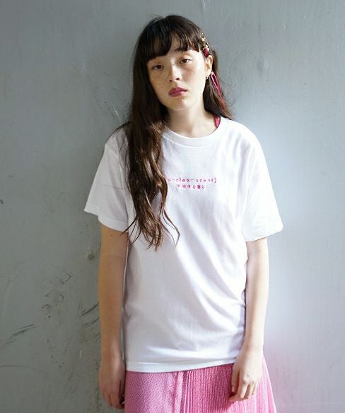 梨凛花 Tシャツ rinrinkaunclear scent logo T-shirt[i-RRK19SS-T/White×Pink] | Palm