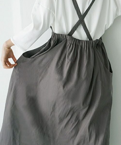 Mochi.モチ.french linen jumper skirt [915-op01/grey]