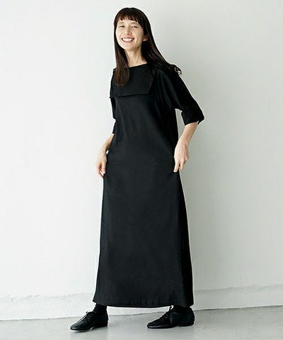 Mochi.モチ.linen dress [915-op02/black]