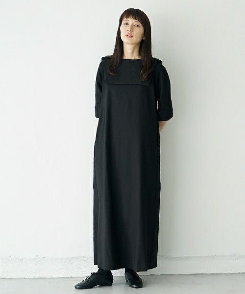 Mochi.モチ.linen dress [915-op02/black]