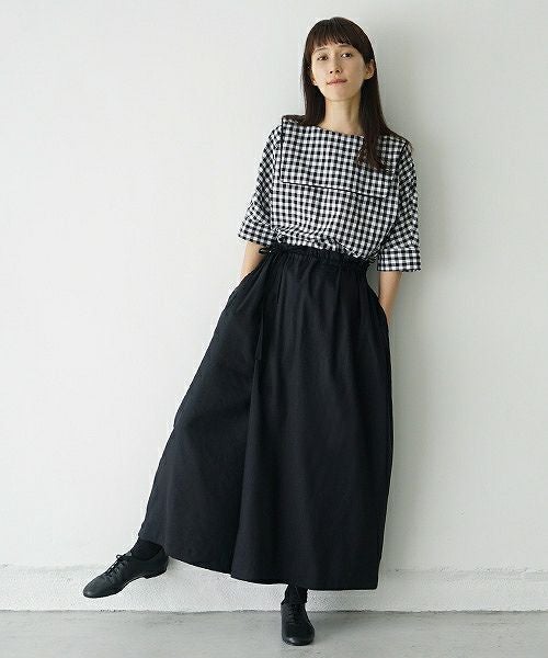 Mochi.モチ.french linen wrap wide pants [black]