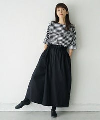 Mochi.モチ.french linen wrap wide pants [black]