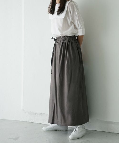 Mochi.モチ.french linen wrap wide pants [charcoal grey]