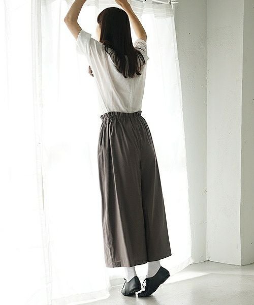 Mochi.モチ.french linen wrap wide pants [charcoal grey]