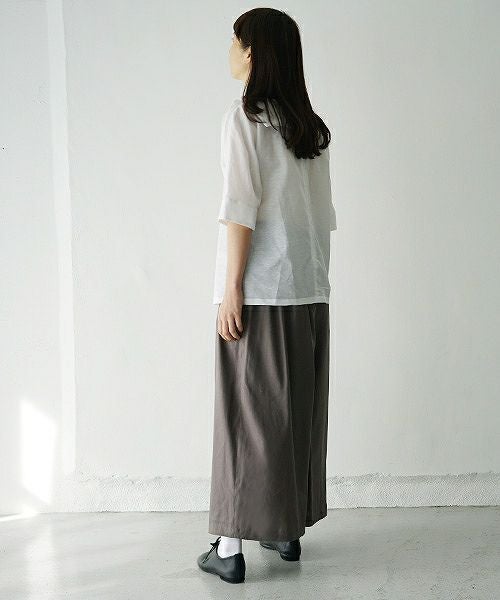 Mochi.モチ.french linen wrap wide pants [charcoal grey]