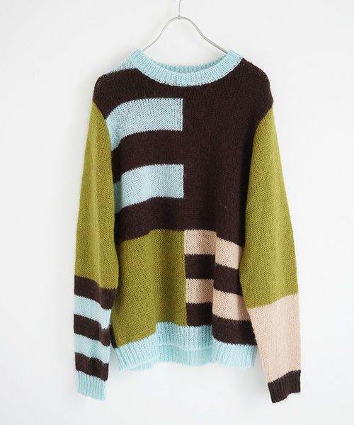 HENRIK VIBSKOV.KNIT SWEAT[OLIVE GREEN MULTI]_