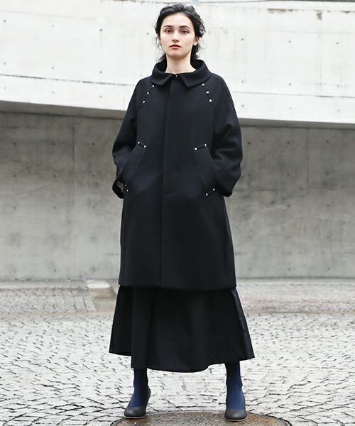 SWANLAKE ワイドネックカラーコート [CO-1209/Black]