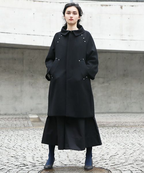 SWANLAKE ワイドネックカラーコート [CO-1209/Black]