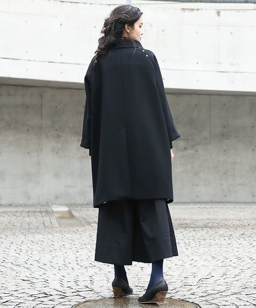 SWANLAKE ワイドネックカラーコート [CO-1209/Black]