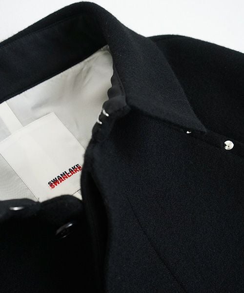 SWANLAKE.ワイドネックカラーコート [CO-1209/Black]