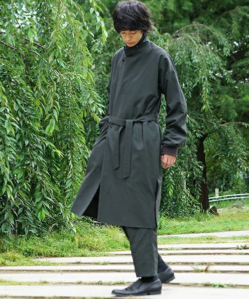 YANTOR Wash Wool Rib Coat[Y194CO02/GREEN]