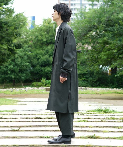 YANTOR.Wash Wool Rib Coat[Y194CO02/GREEN]
