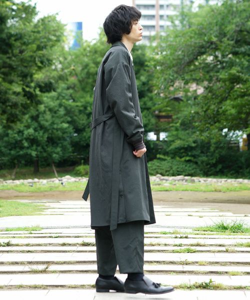 YANTOR Wash Wool Rib Coat[Y194CO02/GREEN]