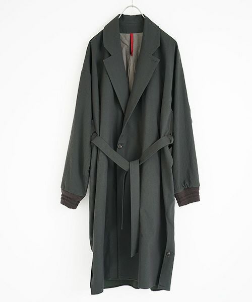YANTOR.Wash Wool Rib Coat[Y194CO02/GREEN]