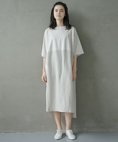 Mochi.モチ.cotton ＆ linen layered dress [ms02-op-07/beige]