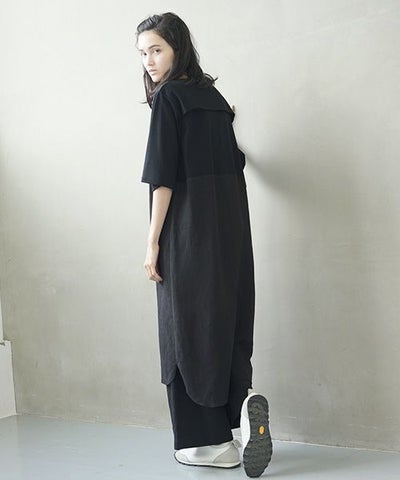 Mochi.モチ.cotton ＆ linen layered dress [ms02-op-07/black]