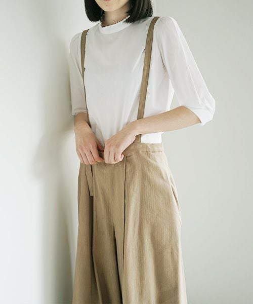 Mochi.モチ.suspenders wide pants [ms02-p-01/beige]