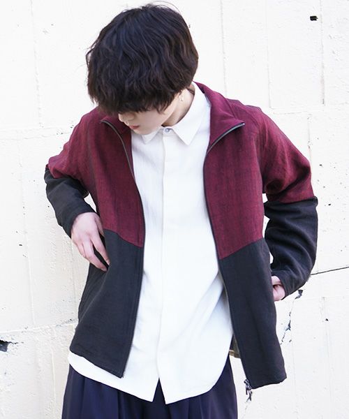 YANTOR ヤントル Linenwool Track Jacket[Y203JS01/RED×BLACK]