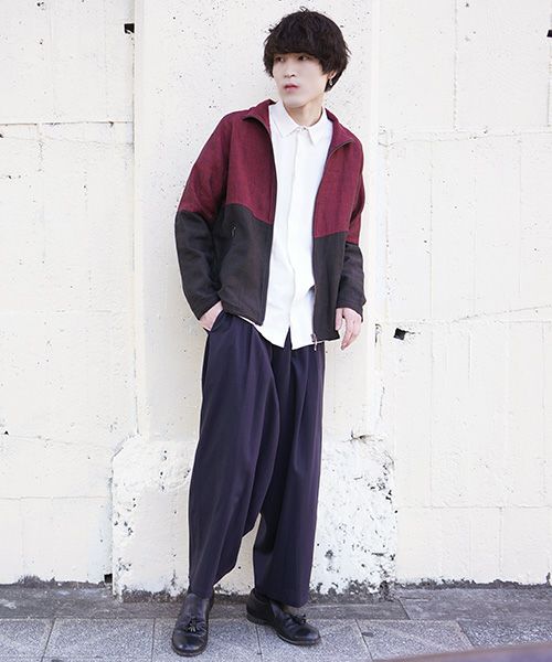YANTOR ヤントル Linenwool Track Jacket[Y203JS01/RED×BLACK]