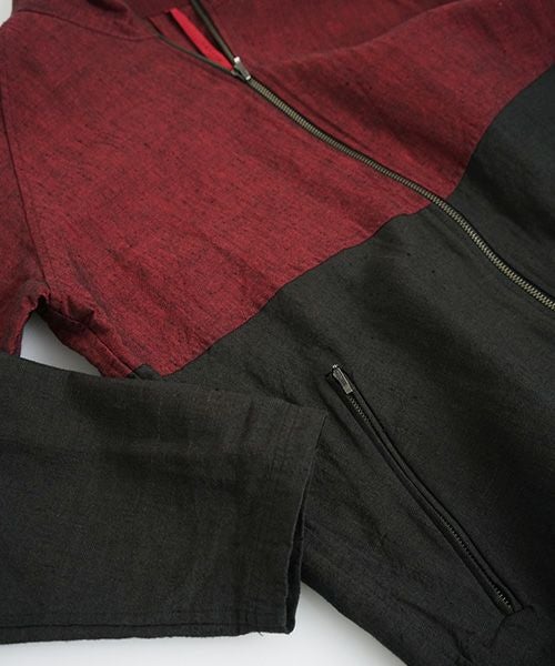 YANTOR ヤントル.Linenwool Track Jacket[Y203JS01/RED×BLACK]