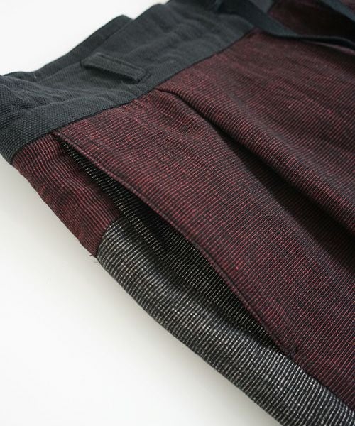 YANTOR ヤントル.Block Jamdani Himo Pants[Y203PT03/WINE×CHARCOAL]