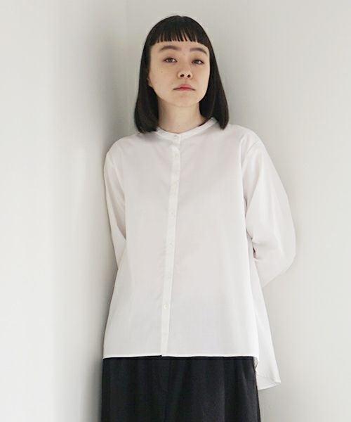 Mochi.モチ.no collar shirt [white]