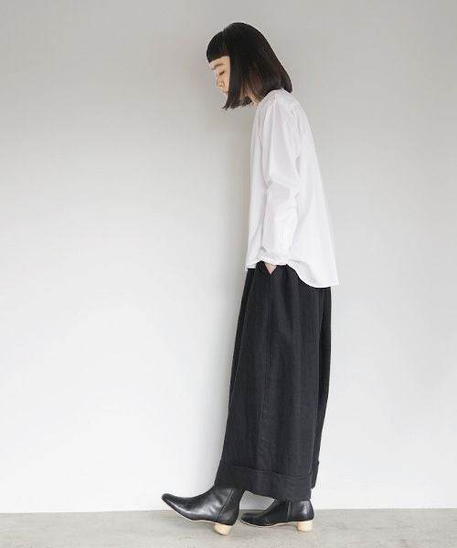 Mochi.モチ.no collar shirt [white]