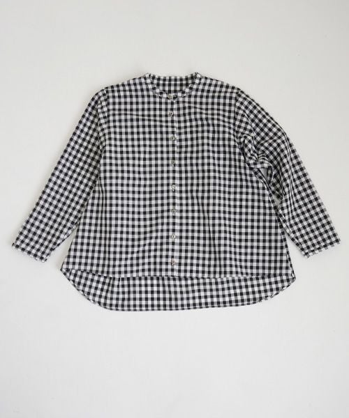Mochi.モチ.no collar shirt [gingham check]