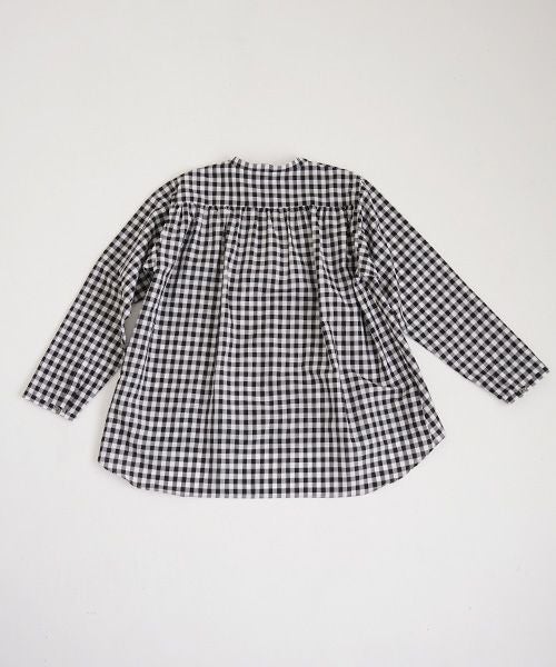 Mochi.モチ.no collar shirt [gingham check]