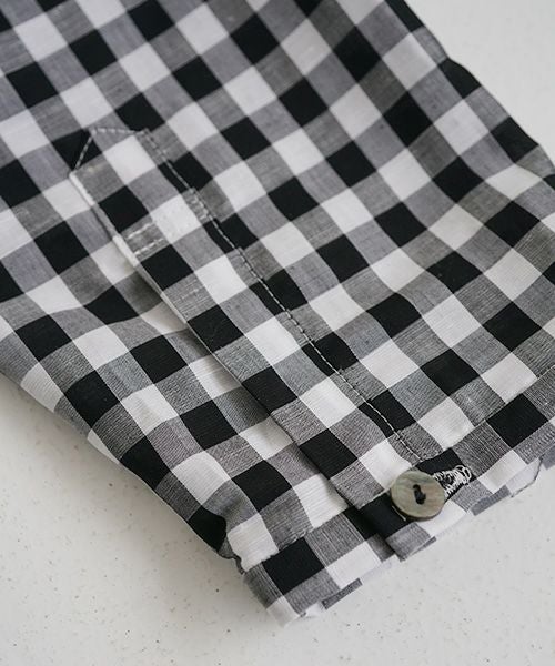 Mochi.モチ.no collar shirt [gingham check]