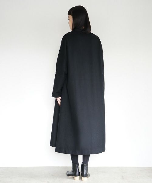 Mochi ウール100% ノーカラーコート ブラック サイズ1 Mochi モチ no collar coat [black]