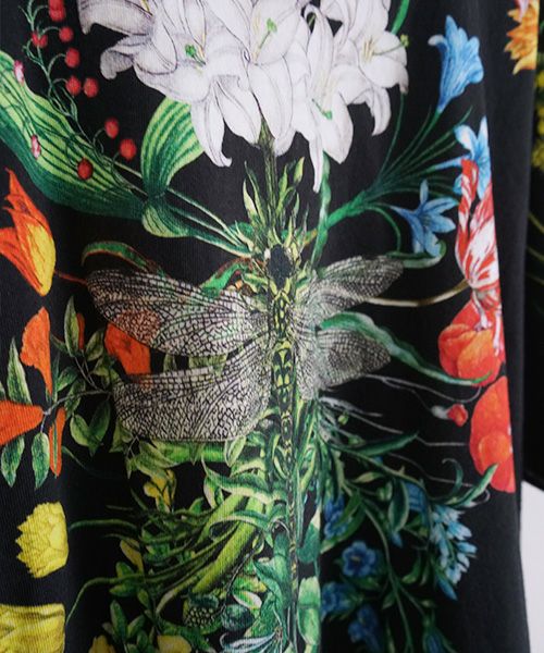 あちゃちゅむTシャツ/サイズ大きめ AHCAHCUM あちゃちゅむ お花の体Tシャツ[01-203-1501/black]