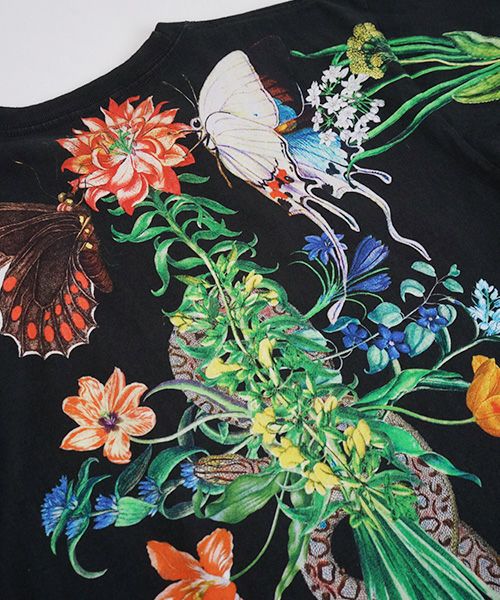AHCAHCUM あちゃちゅむ お花の体Tシャツ[01-203-1501/black]