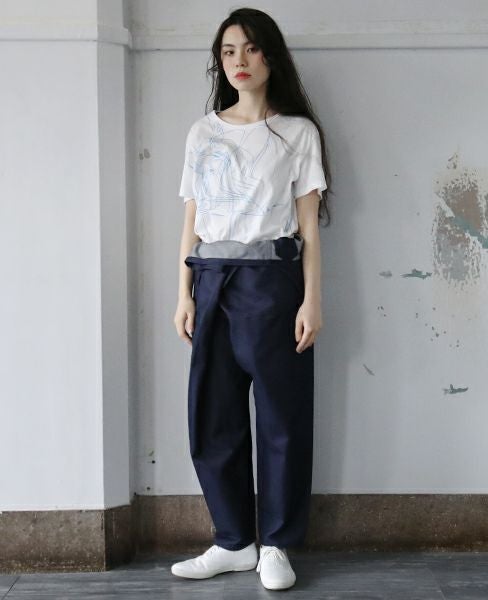 hatra×Palm maison.ハトラ×パームメゾン.限定復刻 ・巻デニム スリム [NAVY]_