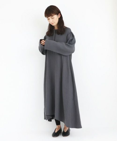 Mochi / home&miles.モチ / ホーム＆マイルズ.cotton linen one piece [charcoal grey]