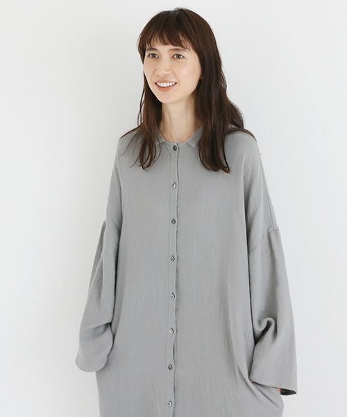 Mochi / home&miles.モチ / ホーム＆マイルズ.cotton linen long shirt [grey]
