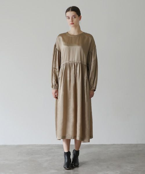 スーツ・フォーマル・ドレス mochi Mochi / DRESSING silk cotton gather dress [brown beige]