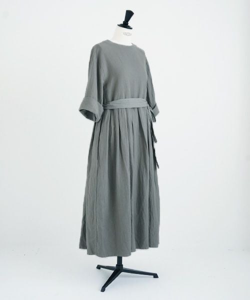 Mochi.モチ.belt dress [ms21-op-03/green grey/ｓa]
