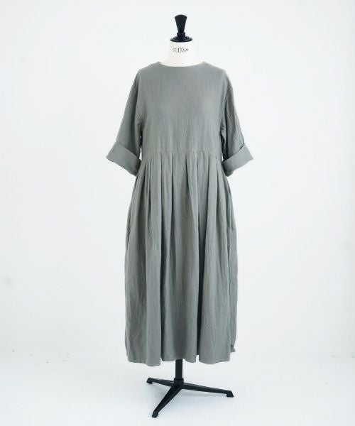 Mochi.モチ.belt dress [ms21-op-03/green grey/ｓa]
