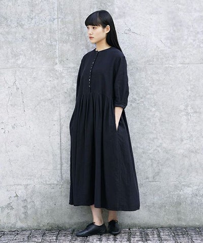 Mochi.モチ.button dress [ms21-op-04/sumi/・2]