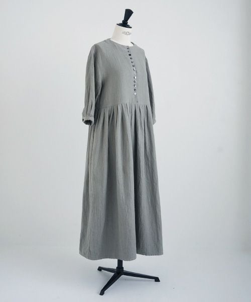 Mochi.モチ.button dress [ms21-op-04/green grey/sa]