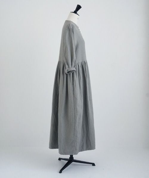 Mochi.モチ.button dress [ms21-op-04/green grey/sa]