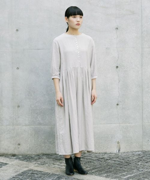 Mochi.モチ.button dress [ms21-op-04/beige]
