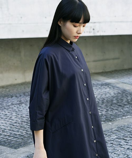 Mochi.モチ.supima cotton long shirt dress [ms21-op-05/navy]