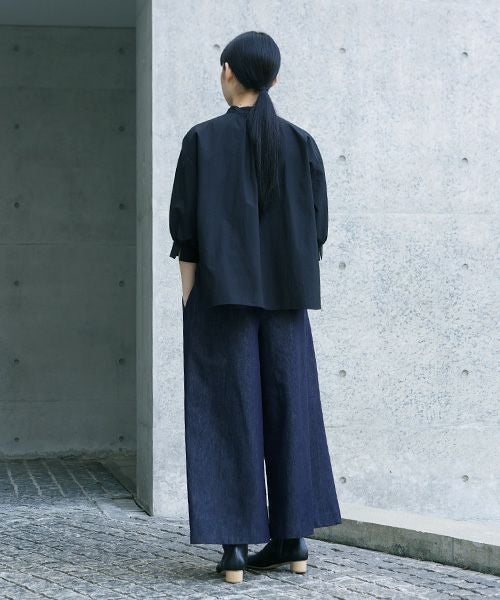 Mochi.モチ.silk cotton denim wide pants.[ms21-p-02/indigo]